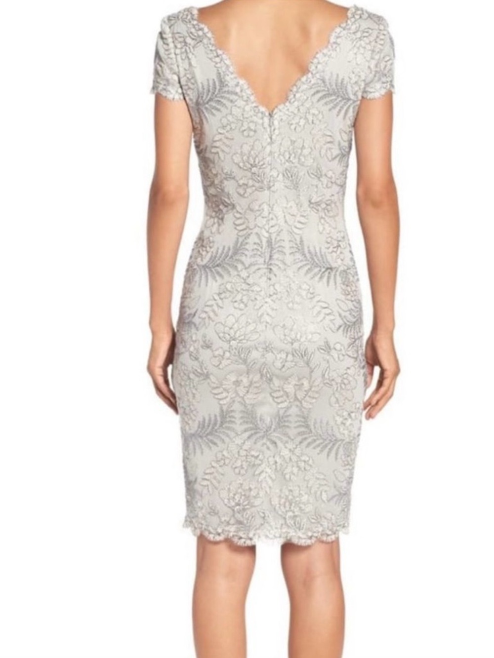 Tadashi Shoji NWT Gray Lace Cocktail Dress Mother of the Bride Size 6 - Picture 3 of 16